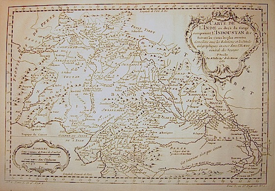 Bellin Jacques-Nicolas (1703-1772) Carte de l'Inde en deça du Gange comprenant l'Indoustan... 1752 Parigi 